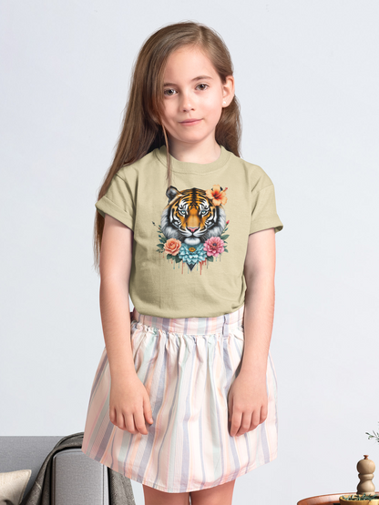 Tiger Passion in Blumen Flower Power - Unisex Kinder Mini Creator T-Shirt SH