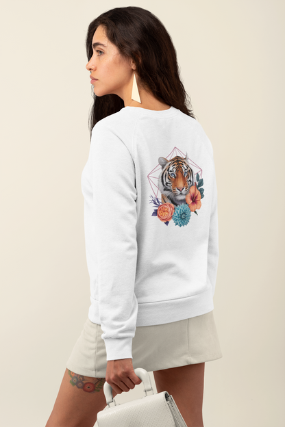 Sudadera unisex orgánica para adultos Tiger Passion con espalda hexagonal floral ST/ST SH
