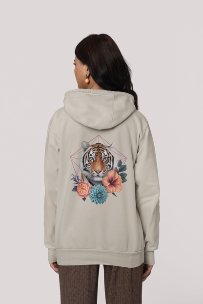 Tiger Passion in Blumen Hexagon Back - Unisex Erwachsenen Bio Organic Cruiser Hoodie 2.0 ST/ST