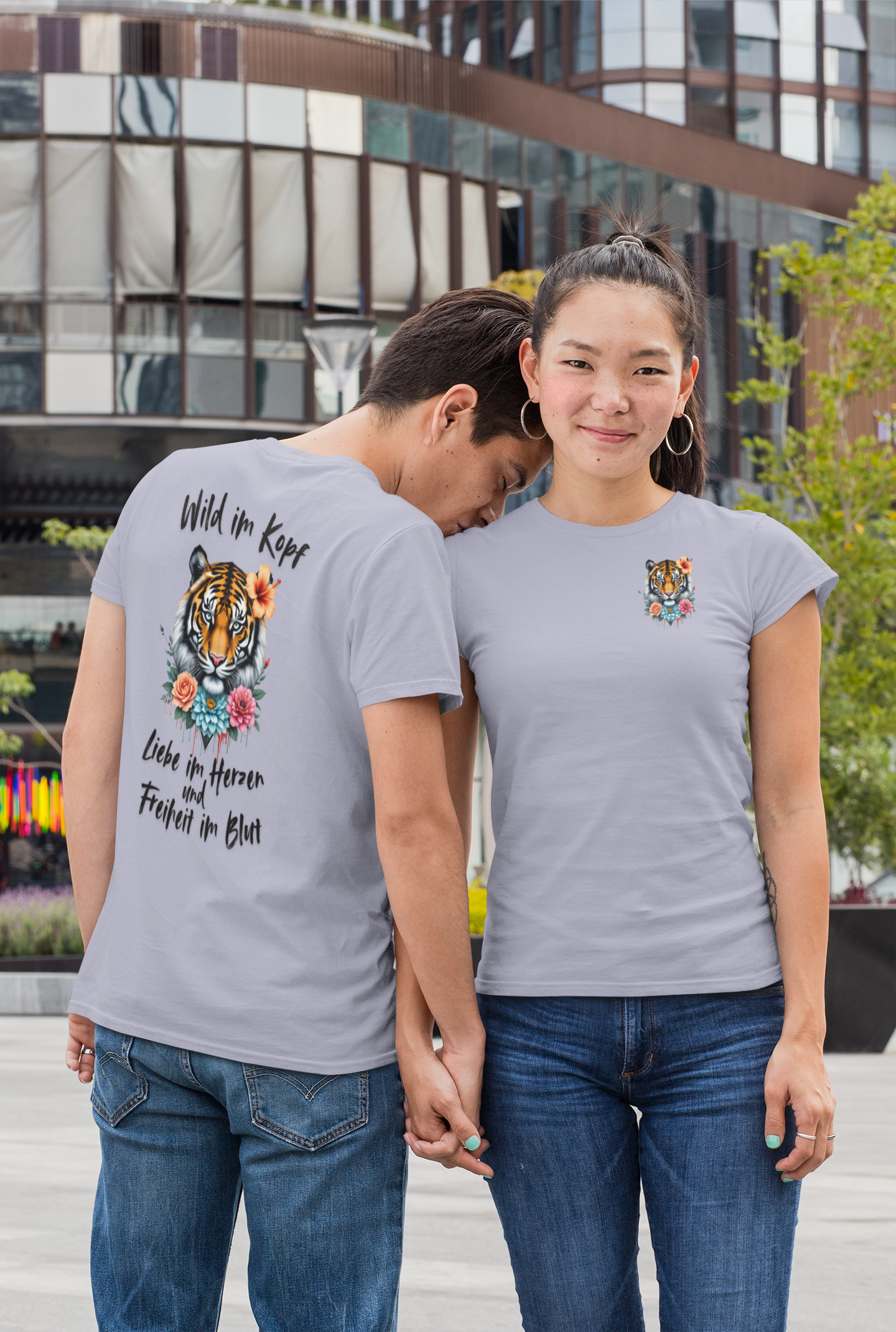 Tiger Wild im Kopf Liebe im Herz Freiheit im Blut BS - Unisex Erwachsenen Bio Creator T-Shirt ST/ST SH