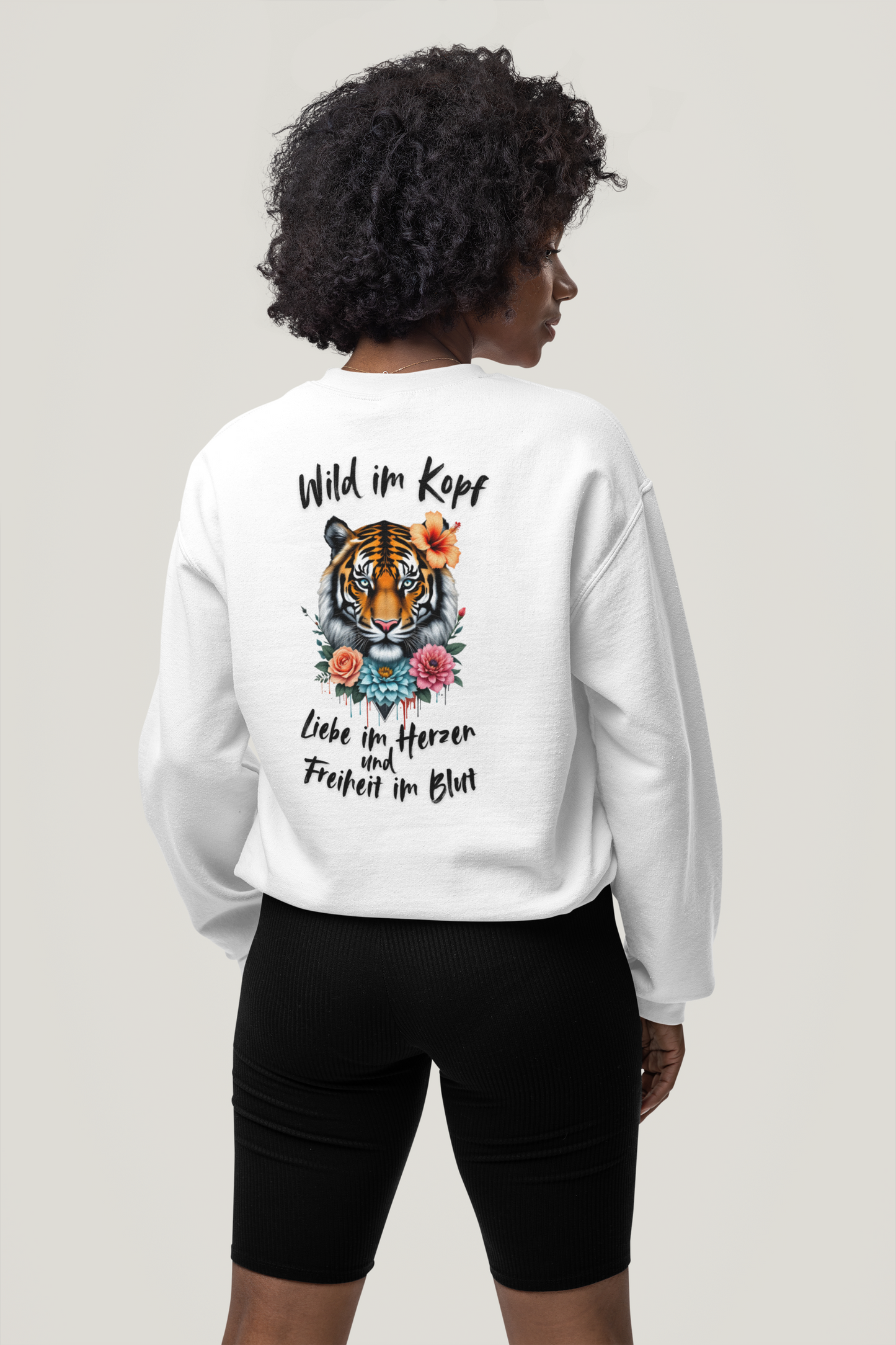 Tiger Wild im Kopf Liebe im Herz Freiheit im Blut BS - Unisex Erwachsenen Bio Changer Sweatshirt ST/ST SH