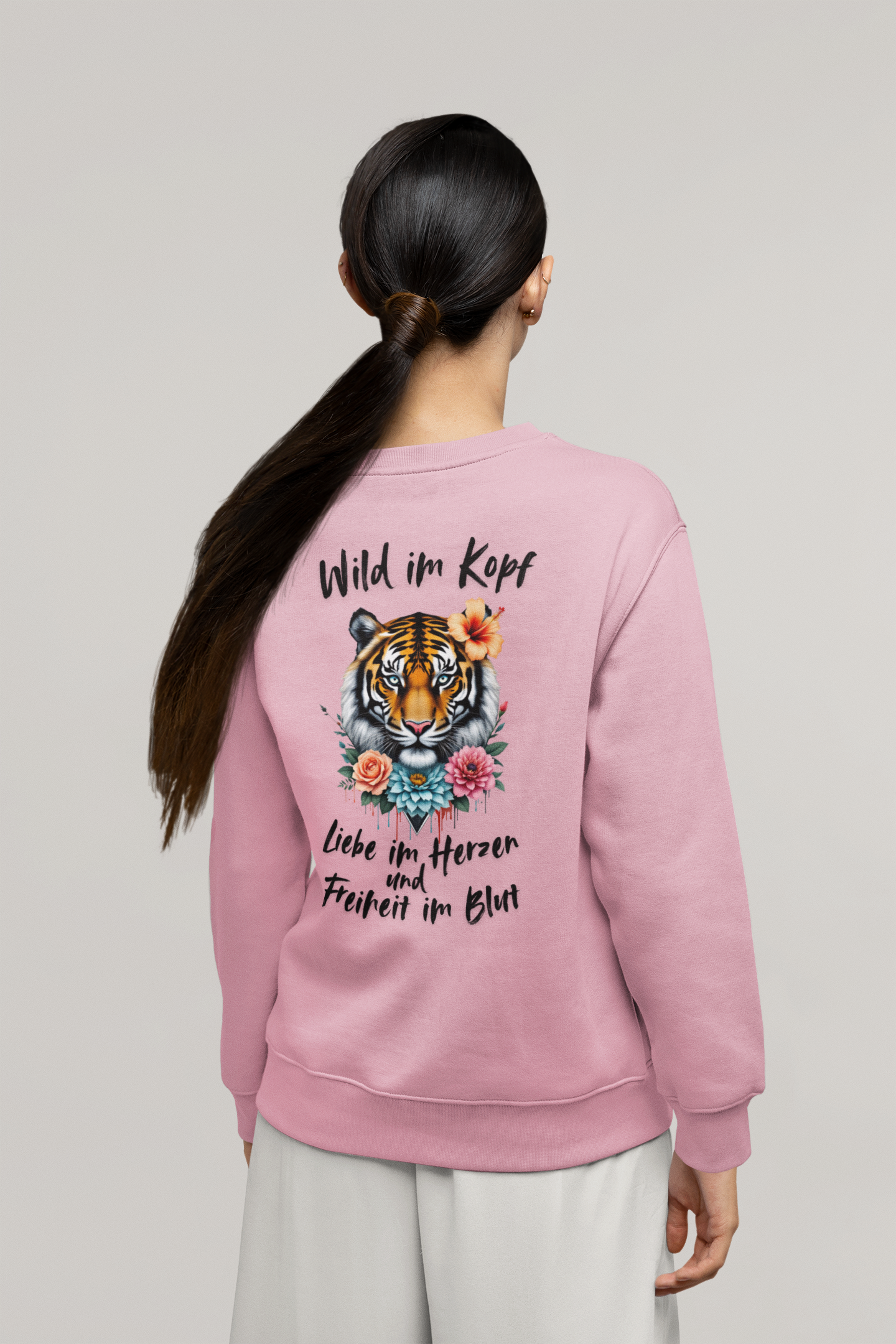 Tiger Wild im Kopf Liebe im Herz Freiheit im Blut BS - Unisex Erwachsenen Bio Changer Sweatshirt ST/ST SH