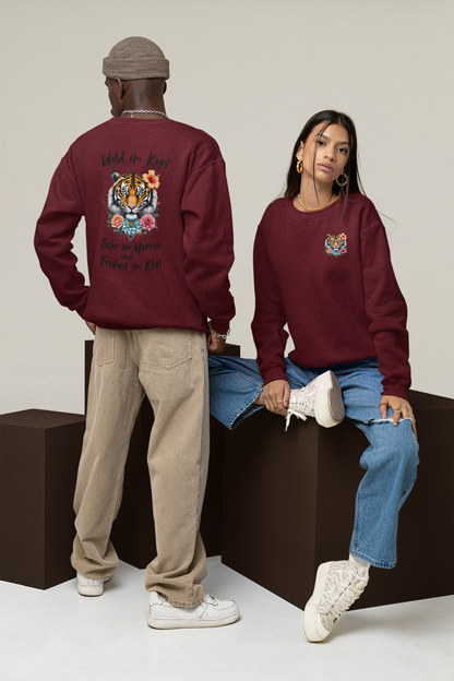 Tiger Wild im Kopf Liebe im Herz Freiheit im Blut BS - Unisex Erwachsenen Bio Changer Sweatshirt ST/ST SH