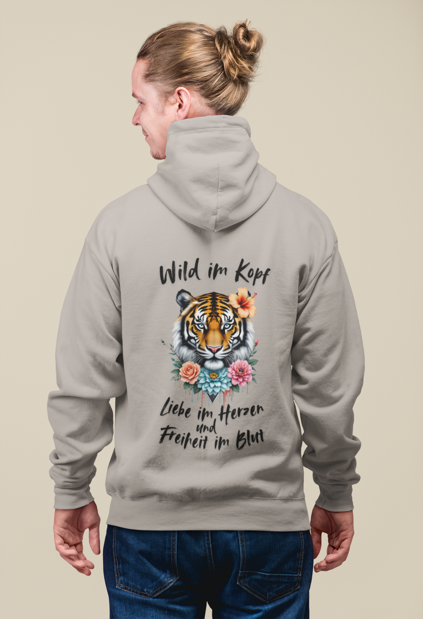 Tiger Wild im Kopf Liebe im Herz Freiheit im Blut BS - Unisex Erwachsenen Bio Cruiser Hoodie ST/ST SH