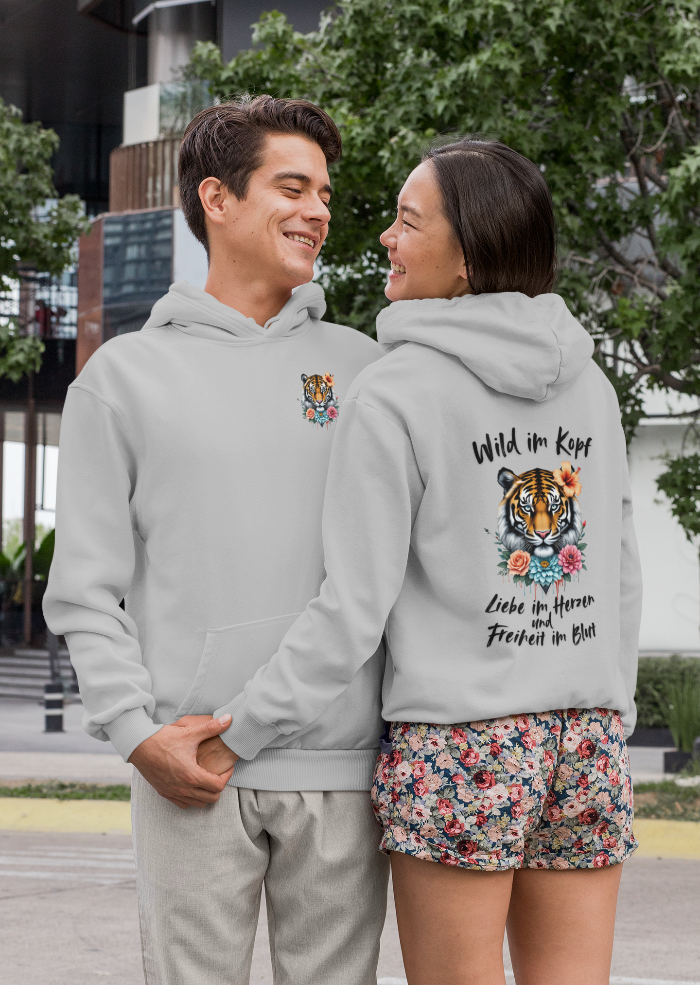 Tiger Wild im Kopf Liebe im Herz Freiheit im Blut BS - Unisex Erwachsenen Bio Cruiser Hoodie ST/ST SH