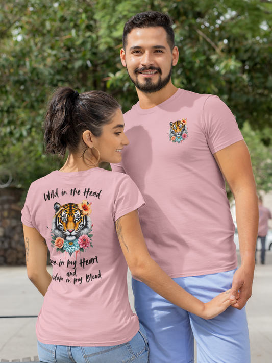 Tiger Wild in the Head Love in my Heart Freedom Blood BS - Unisex Erwachsenen Bio Creator T-Shirt ST/ST SH