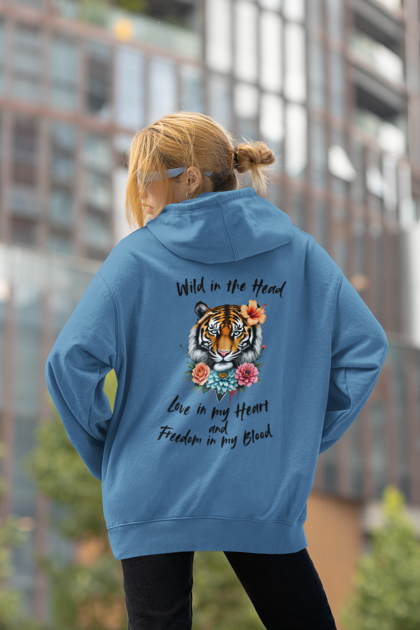Tiger Wild in the Head Love in my Heart Freedom Blood BS-Unisex Erwachsenen Bio Sammer Oversized Hoodie ST/ST SH