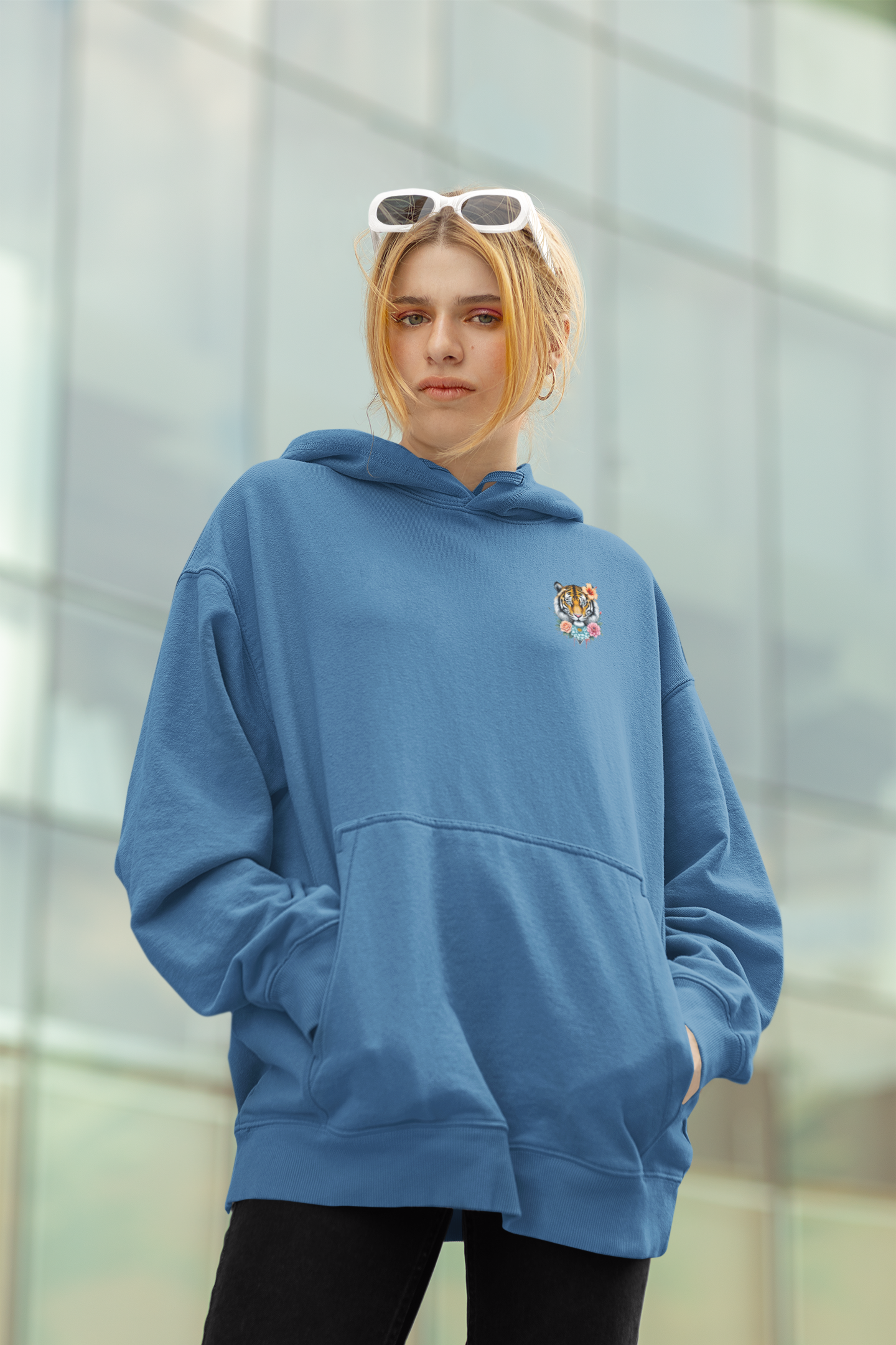 Tiger Wild im Kopf Liebe im Herz Freiheit im Blut BS - Unisex Erwachsenen Bio Slammer Oversized Hoodie ST/ST SH