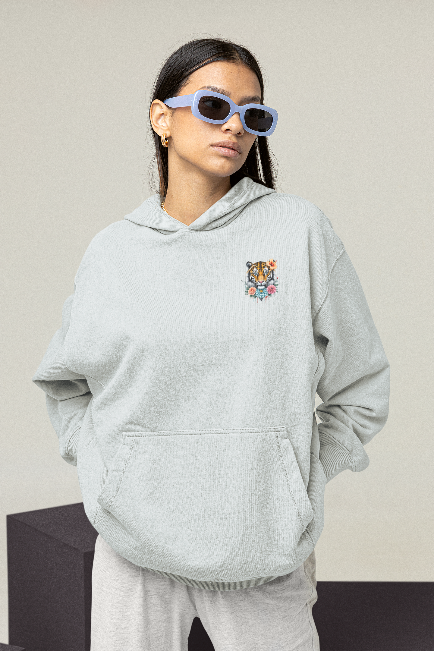 Tiger Wild im Kopf Liebe im Herz Freiheit im Blut BS - Unisex Erwachsenen Bio Slammer Oversized Hoodie ST/ST SH