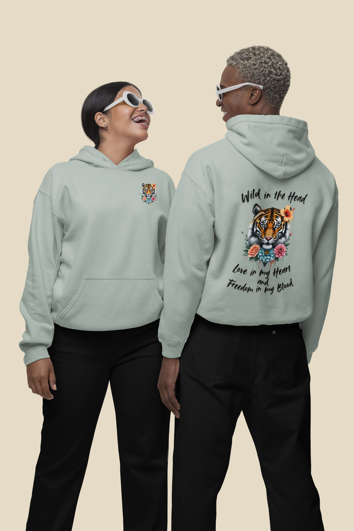Tiger Wild in the Head Love in my Heart Freedom Blood BS - Unisex Erwachsenen Bio Cruiser Hoodie ST/ST SH