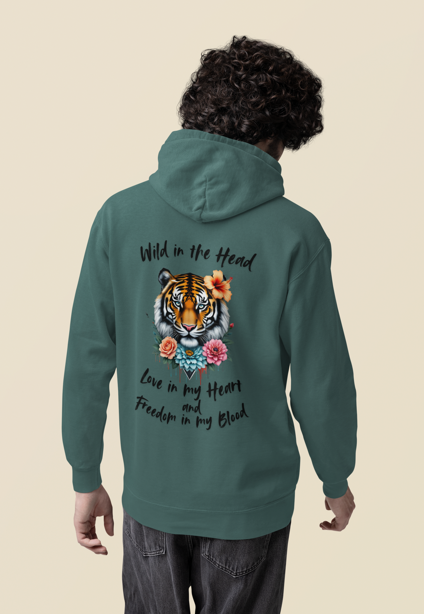 Tiger Wild in the Head Love in my Heart Freedom Blood BS - Unisex Erwachsenen Bio Cruiser Hoodie ST/ST SH