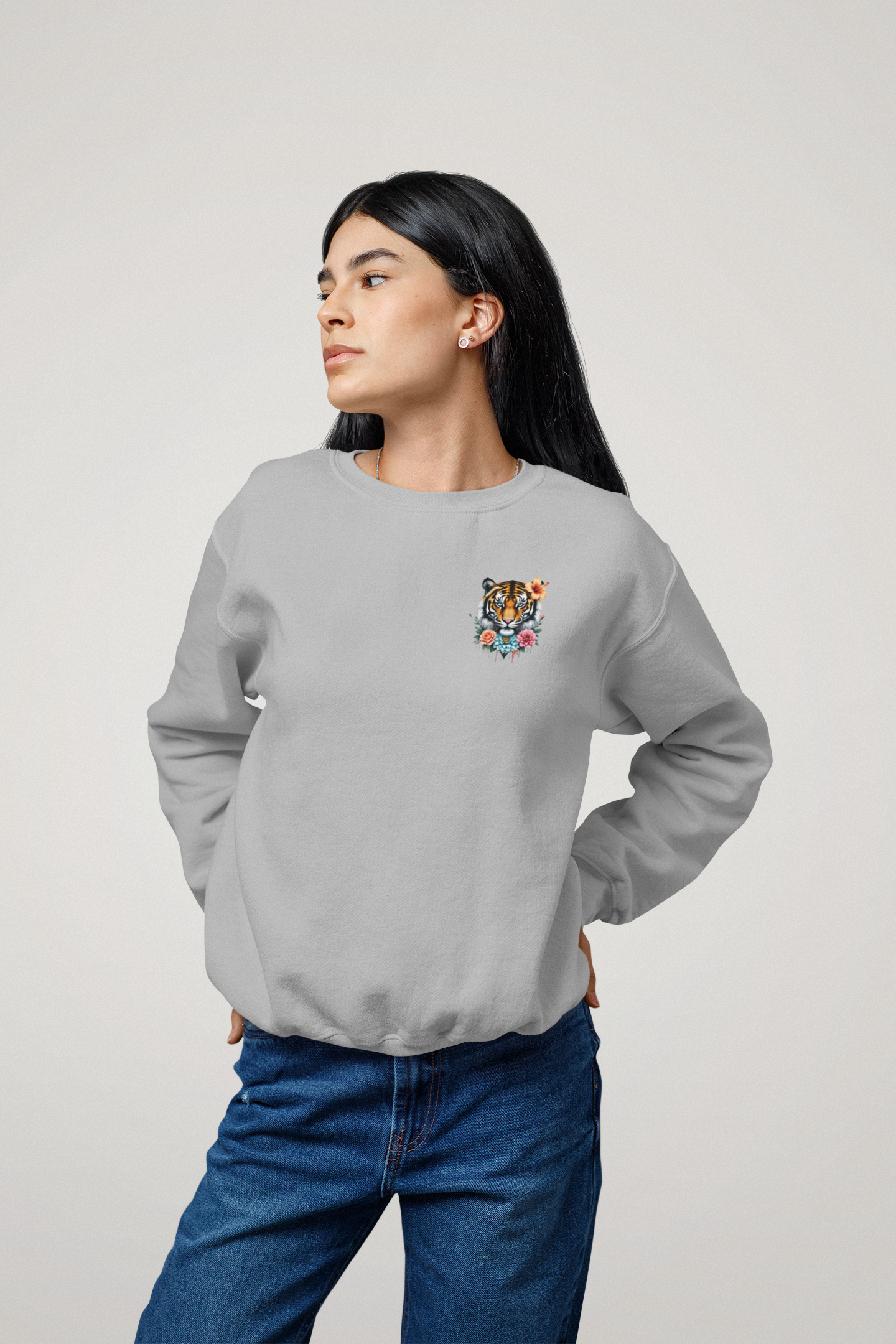 Tiger Wild in the Head Love in my Heart Freedom Blood BS - Unisex Erwachsenen Bio Changer Sweatshirt ST/ST SH