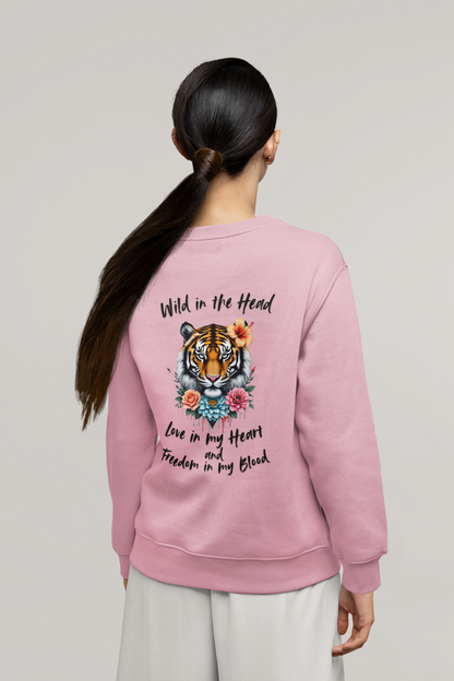 Tiger Wild in the Head Love in my Heart Freedom Blood BS - Unisex Erwachsenen Bio Changer Sweatshirt ST/ST SH