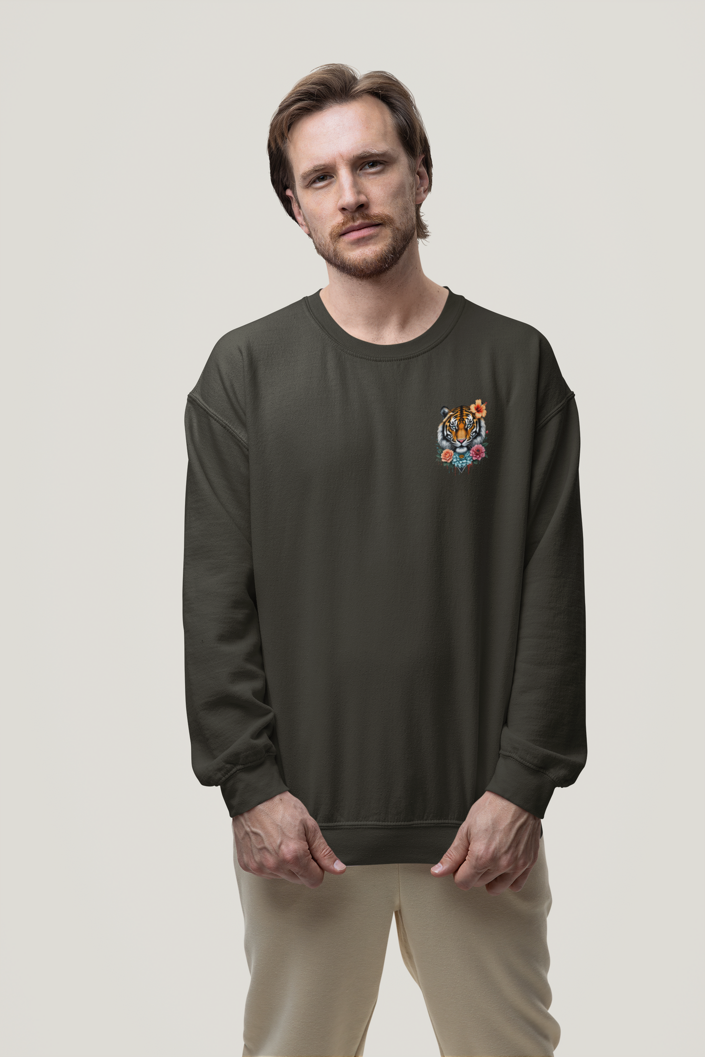 Tiger Wild im Kopf Liebe im Herz Freiheit im Blut BS - Unisex Erwachsenen Bio Changer Sweatshirt ST/ST SH