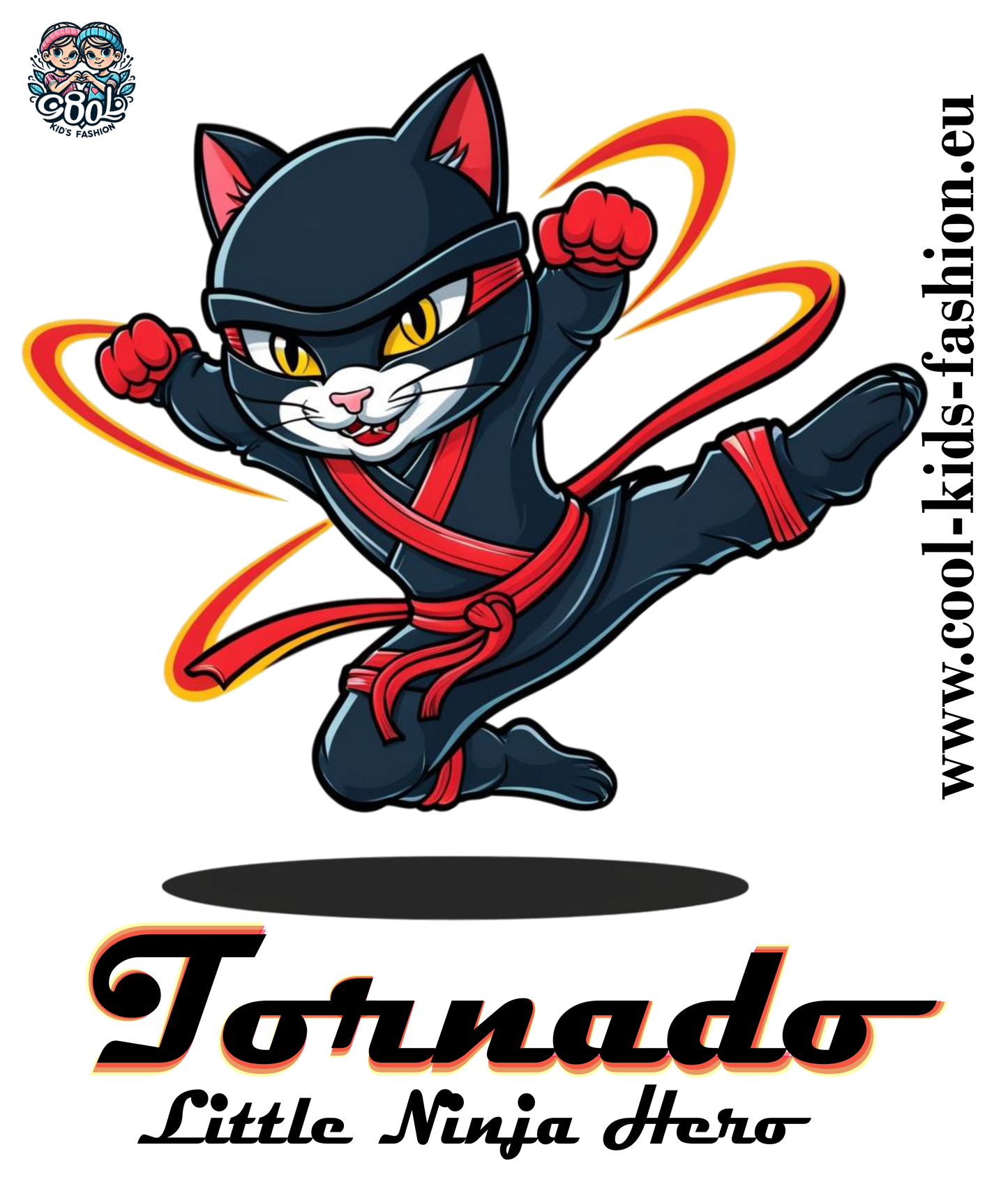 Tornado Mittelschwerer Fleece-Hoodie für Jugendliche - Katze Tornado Little Ninja Hero - Weltweit verfügbar - GL