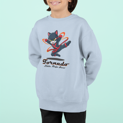 Tornado LNH Kinder Pullover Bio Baumwolle Hochwertig Langlebig - Katze Tornado Little Ninja Hero  - Mini Changer Sweatshirt ST/ST SH