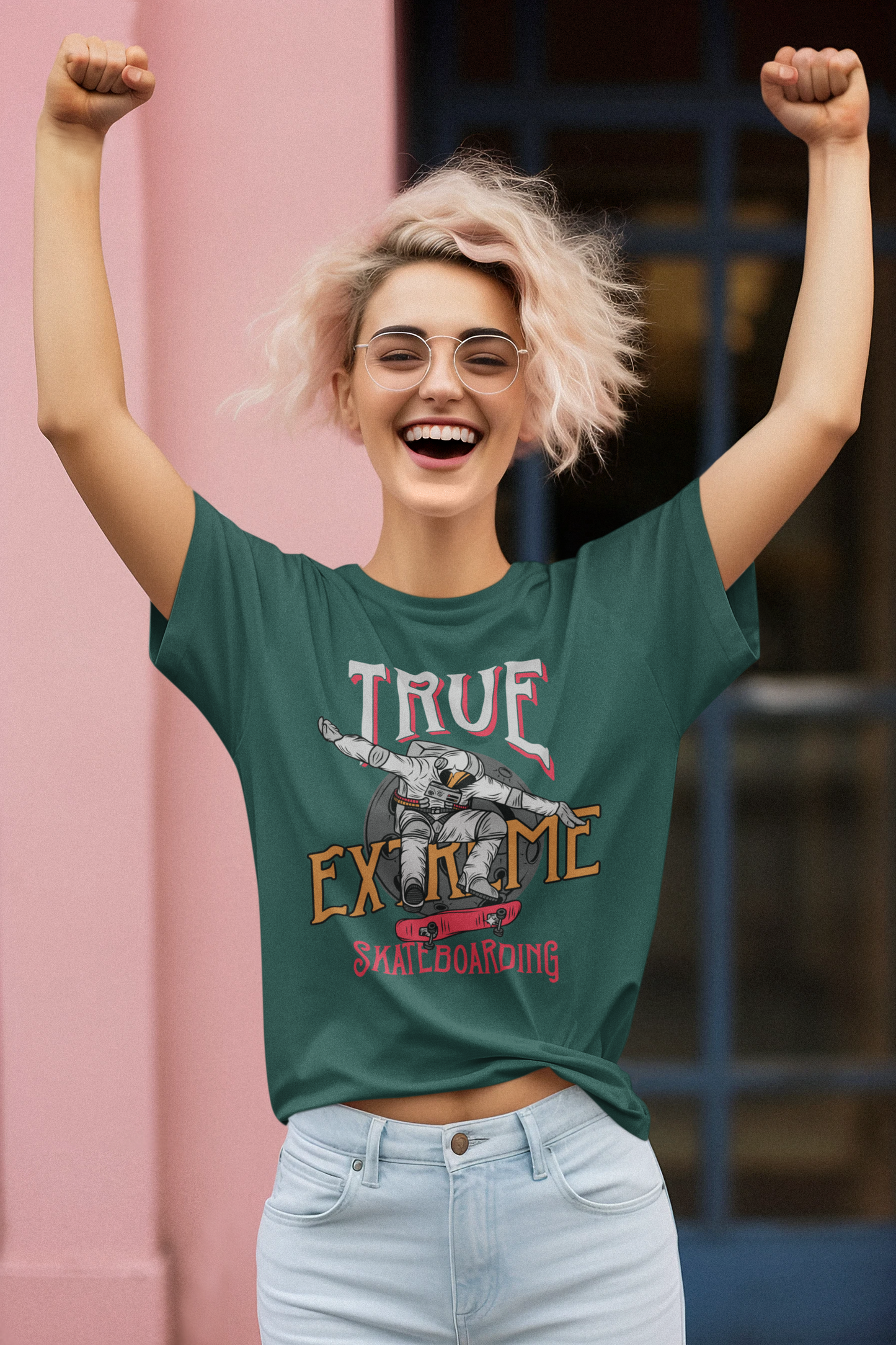 True Extreme Skateboarding Astronauta Creador Camiseta