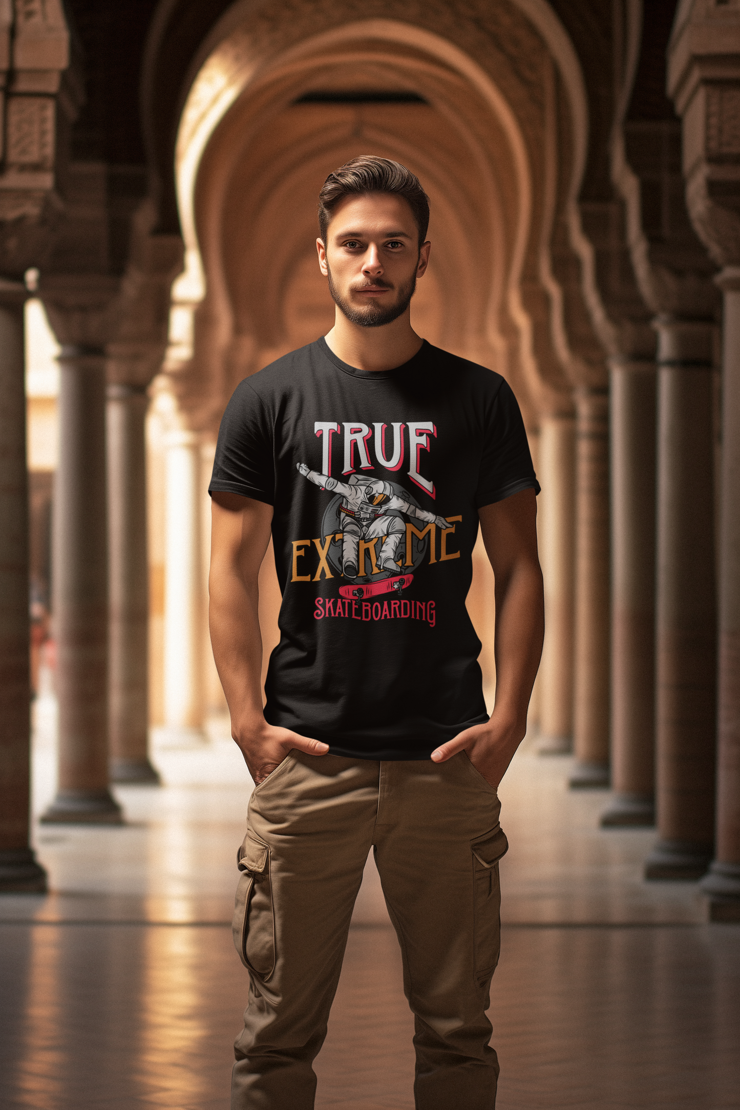 True Extreme Skateboarding Astronauta Creador Camiseta