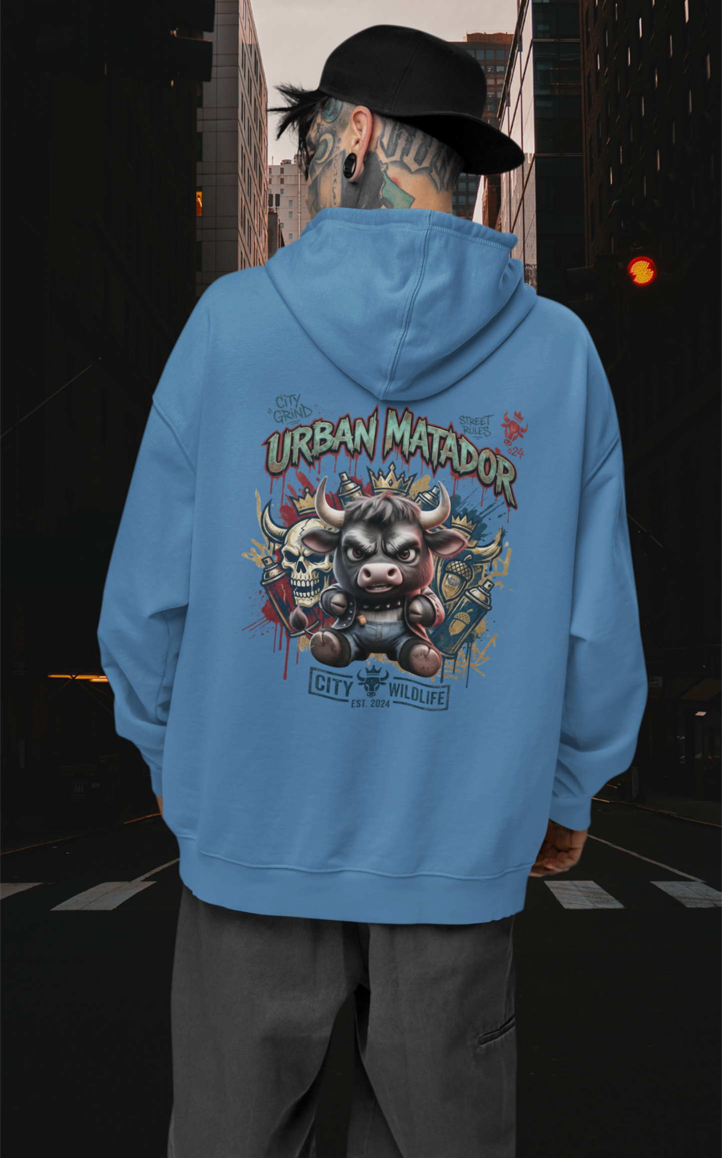 URBAN MATADOR TORRO Cryo Streetwear - Slammer Organic Oversized Unisex Hoodie Adults SH