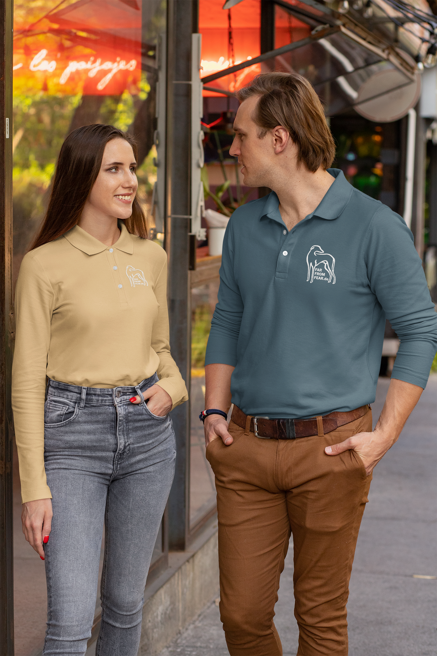 Unisex Prepster organic Polo Shirt 2.0 ST/ST mit Logo Stick - FARFROMFEAR Tierschutz Einseitiger Stick V1