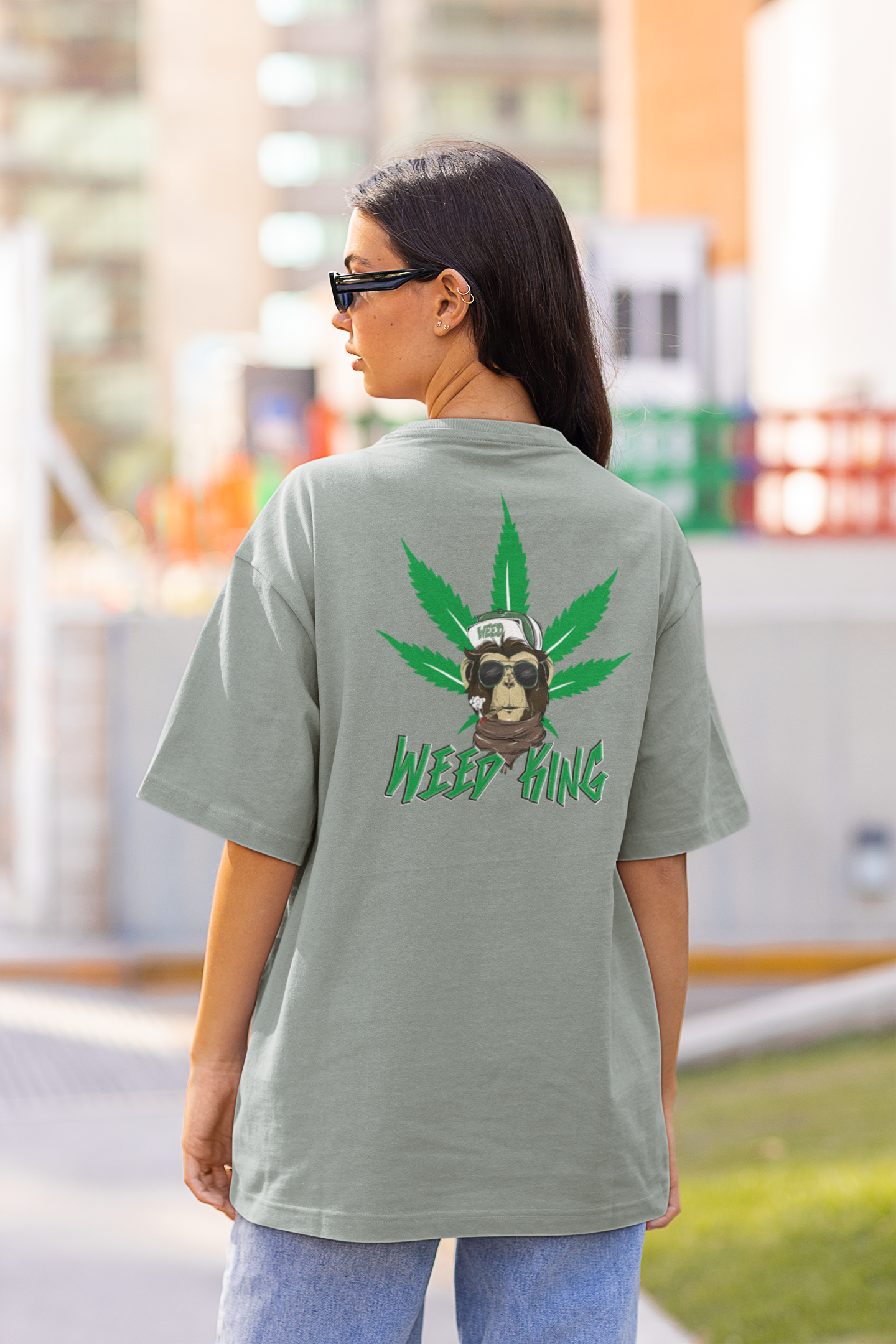 WEED KING Streetwear Backprint - Freestyler Bio Oversized Unisex T-Shirt Erwachsenen SH