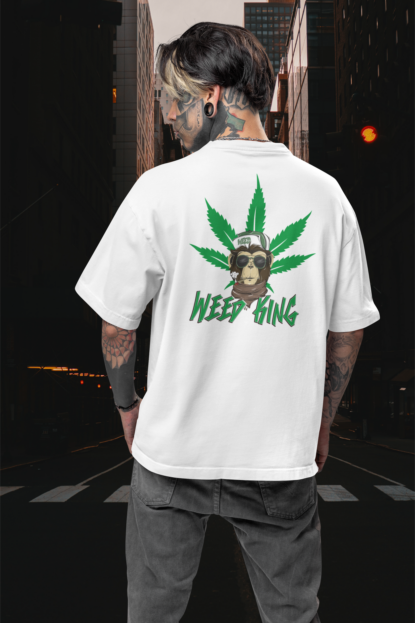 WEED KING Streetwear Backprint - Freestyler Bio Oversized Unisex T-Shirt Erwachsenen SH