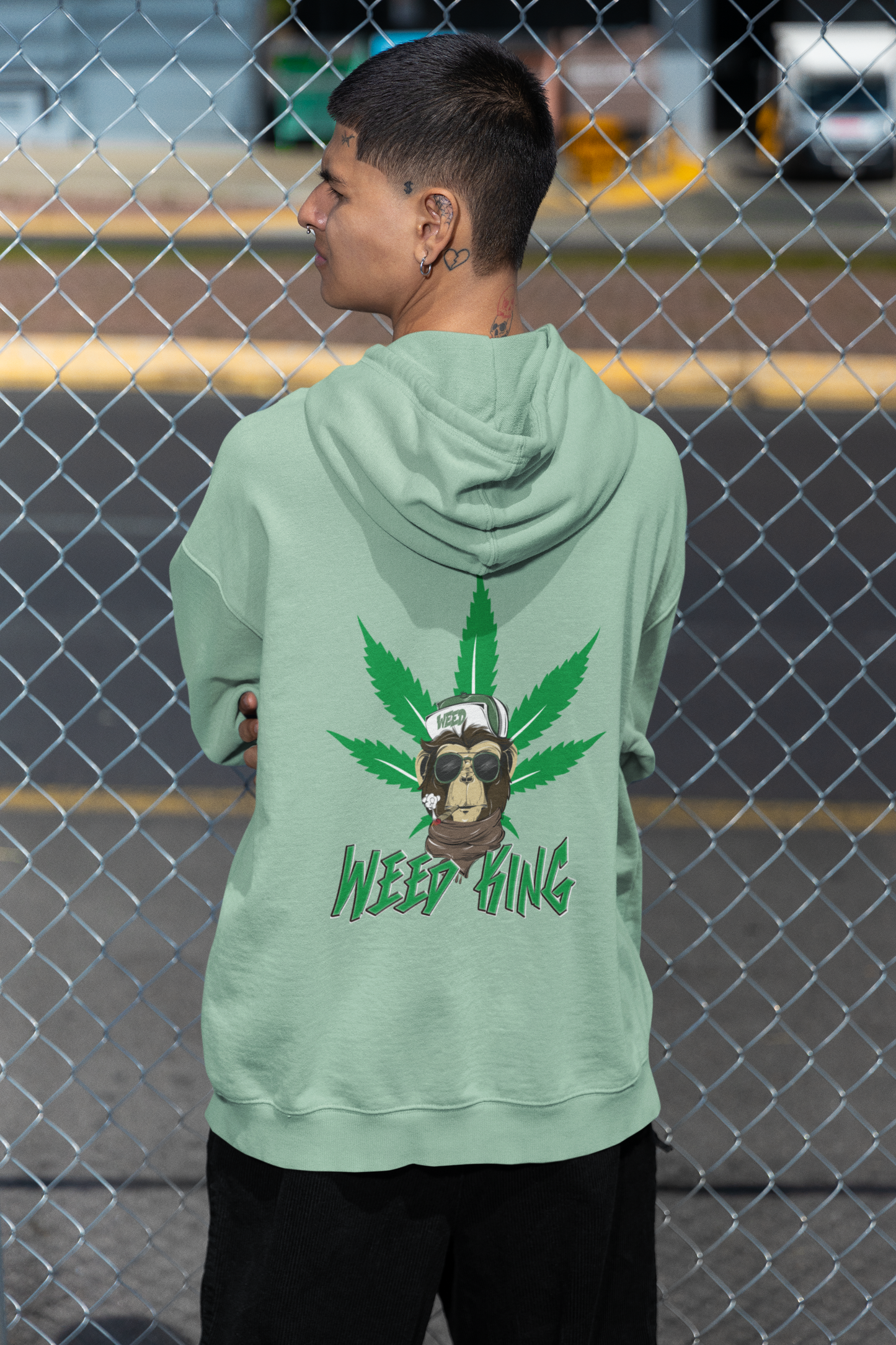 WEED KING Streetwear Backside - Slammer Bio Oversized Unisex Hoodie Erwachsenen SH
