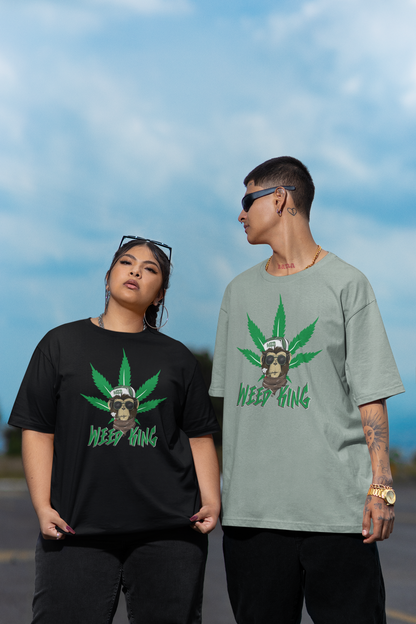 WEED KING Streetwear Frontprint - Freestyler Bio Oversized Unisex T-Shirt Erwachsenen SH