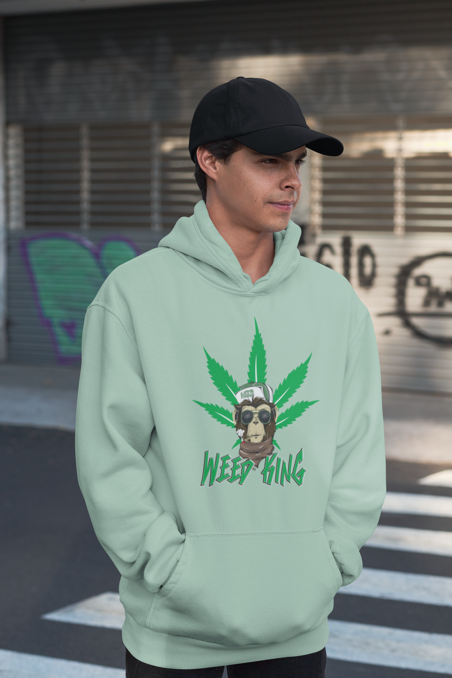 WEED KING Streetwear Frontside - Slammer Organic Oversized Unisex Hoodie Adult SH