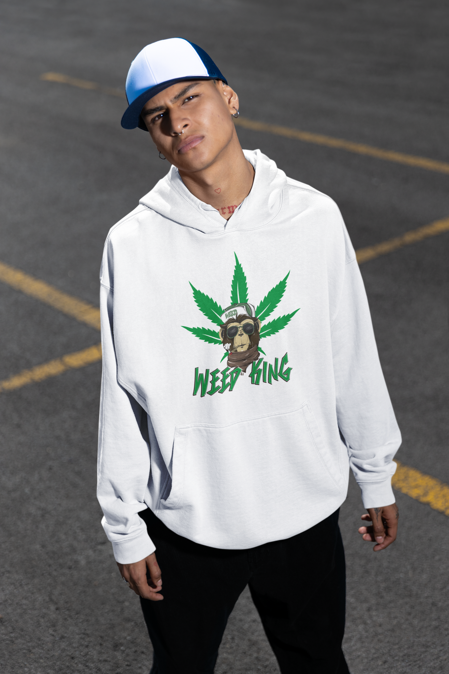 WEED KING Streetwear Frontside - Slammer Organic Oversized Unisex Hoodie Adult SH