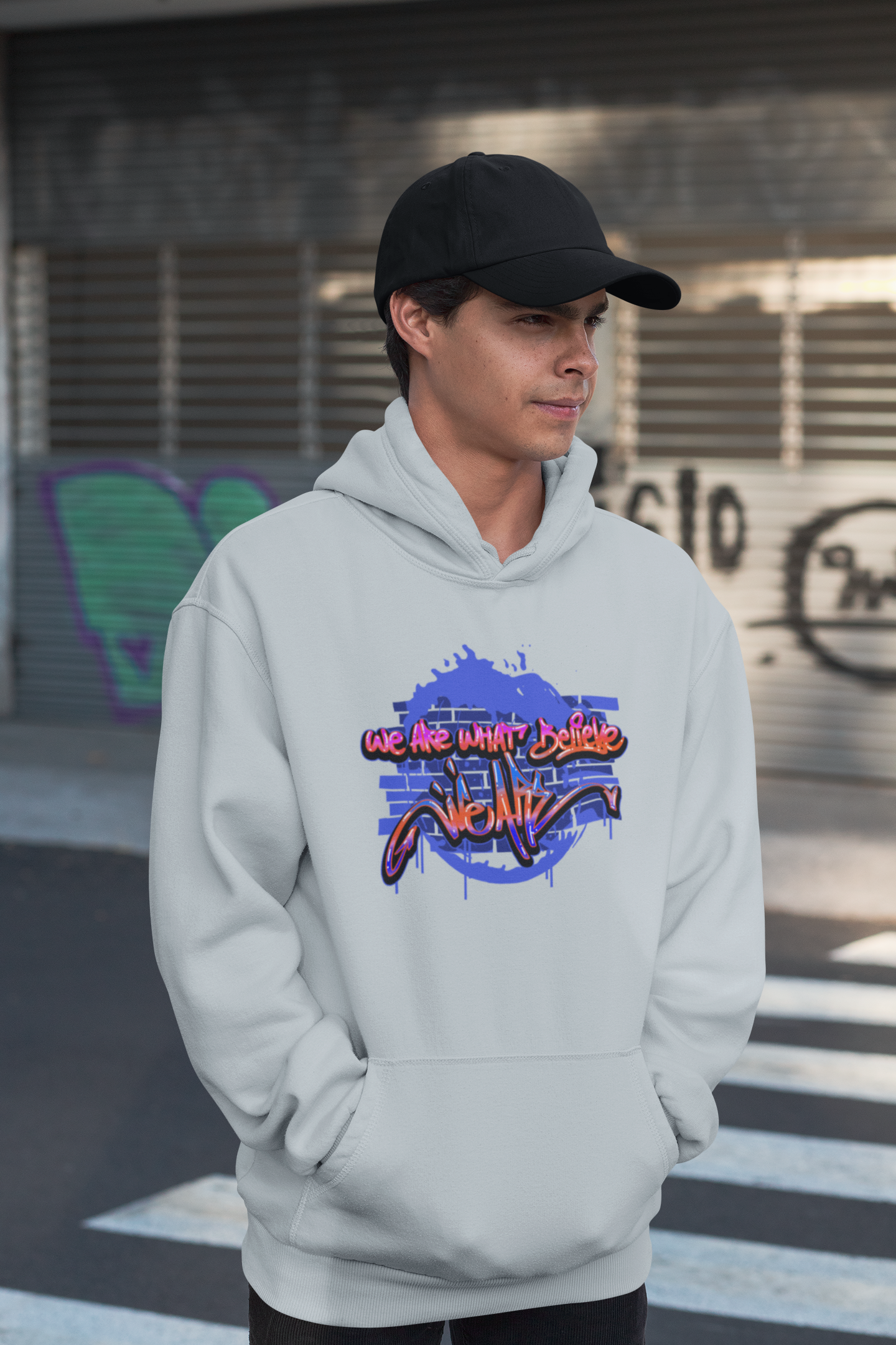 WE ARE WHAT BELIEVE Streetwear Frontside - Slammer Bio Oversized Unisex Hoodie Erwachsenen SH