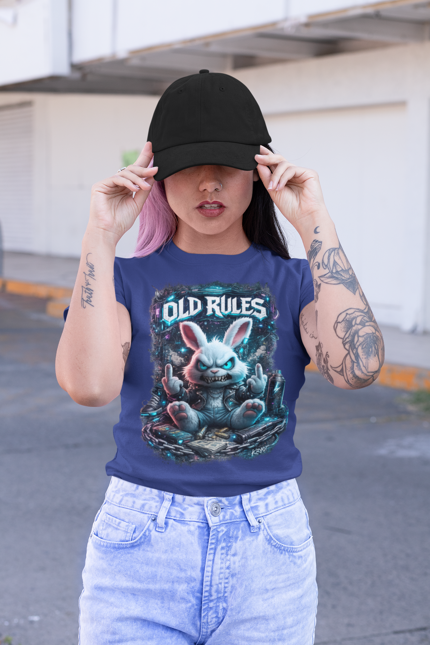 WHITE NOISE OLD RULES Cyberpunk Kryot Streetwear - Creator Unisex Bio T-Shirt Erwachsenen SH