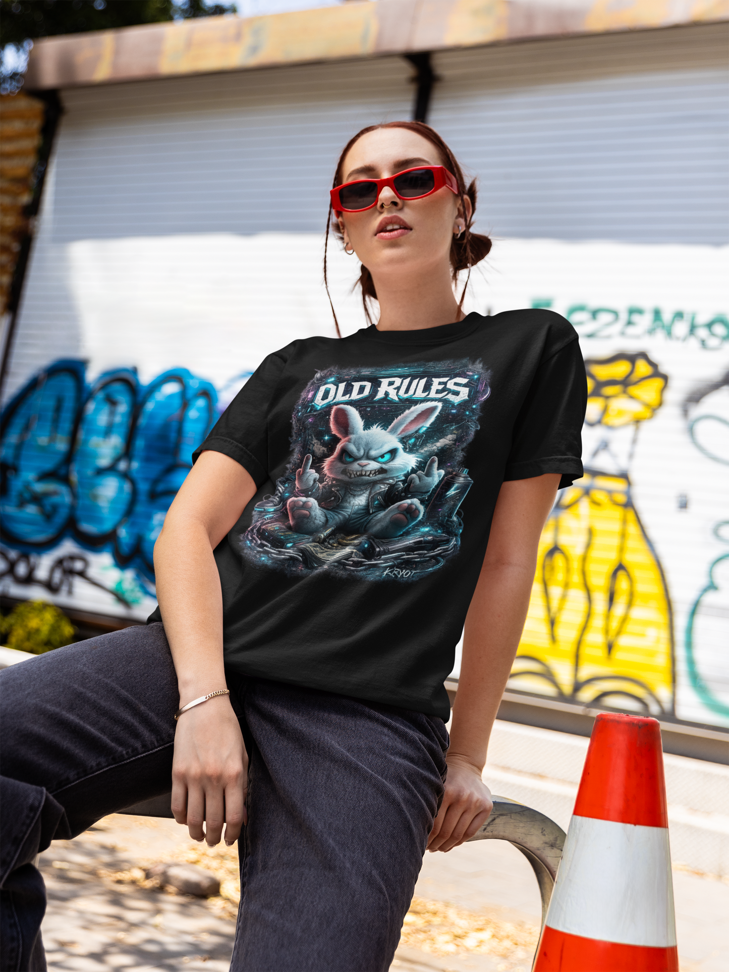WHITE NOISE OLD RULES Cyberpunk Kryot Streetwear - Creator Unisex Bio T-Shirt Erwachsenen SH