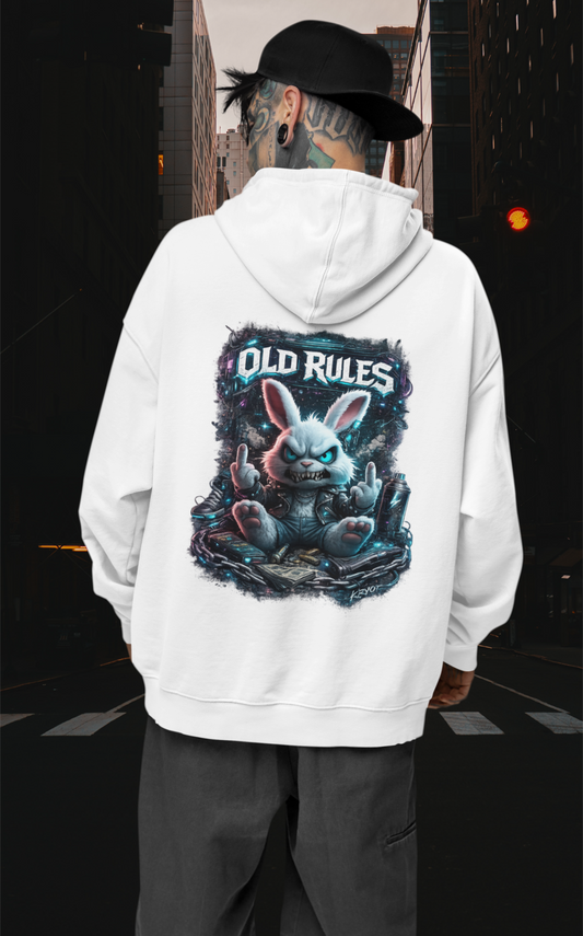 WHITE NOISE OLD RULES Cyberpunk Kryot Streetwear - Slammer Bio Oversized Unisex Hoodie Erwachsenen SH
