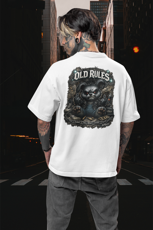 WHITE NOISE OLD RULES I Kryot Streetwear Backprint - Freestyler Bio Oversized Unisex T-Shirt Erwachsenen SH