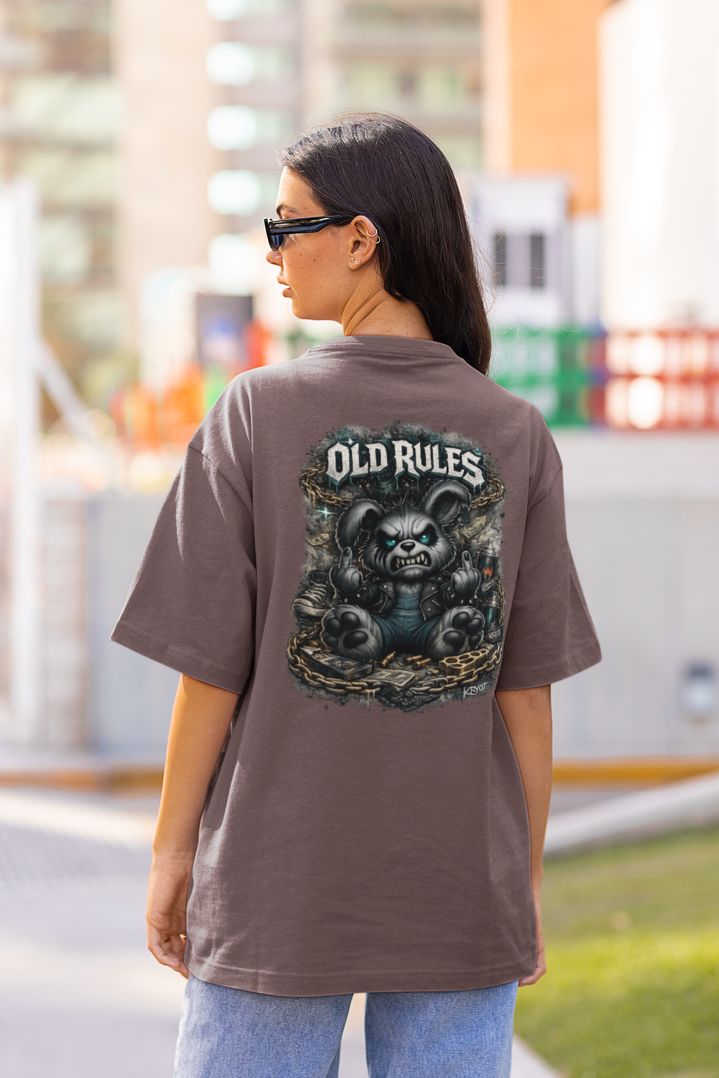 WHITE NOISE OLD RULES II Kryot Streetwear Backprint - Freestyler Organic Oversized Unisex T-Shirt Adult SH