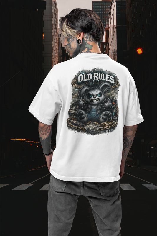 WHITE NOISE OLD RULES II Kryot Streetwear Backprint - Freestyler Bio Oversized Unisex T-Shirt Erwachsenen SH
