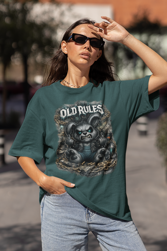 WHITE NOISE OLD RULES II Kryot Streetwear Frontprint - Freestyler Bio Oversized Unisex T-Shirt Erwachsenen SH