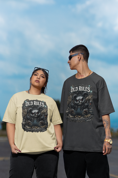 WHITE NOISE OLD RULES I Cryo Streetwear Front Print - Freestyler Organic Oversized Unisex Adult T-Shirt SH