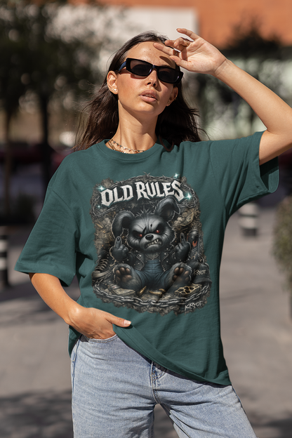 WHITE NOISE OLD RULES I Cryo Streetwear Front Print - Freestyler Organic Oversized Unisex Adult T-Shirt SH