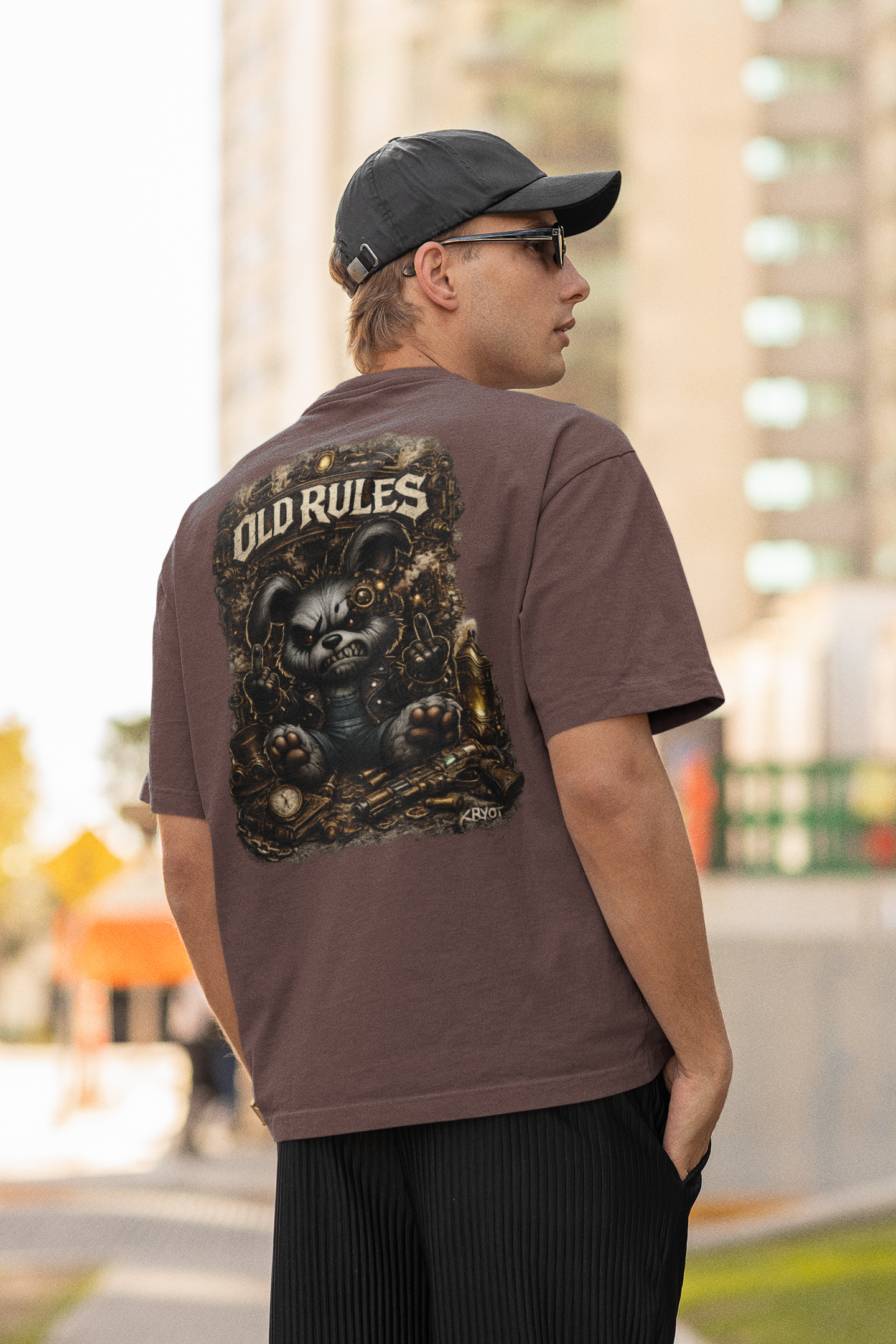 WHITE NOISE OLD RULES Steampunk Kryot Streetwear Backprint - Freestyler Organic Oversized Unisex Adult T-Shirt SH