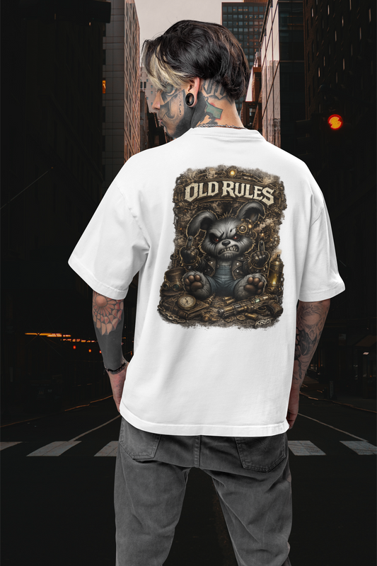 WHITE NOISE OLD RULES Steampunk Kryot Streetwear Backprint - Freestyler Bio Oversized Unisex T-Shirt Erwachsenen SH