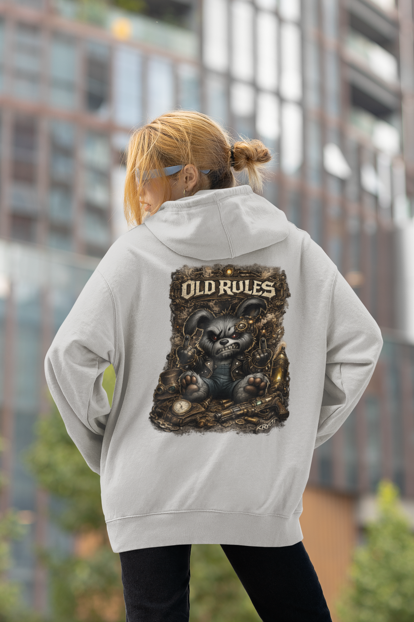 WHITE NOISE OLD RULES Steampunk Cryot Streetwear - Slammer Organic Oversized Unisex Hoodie Adult SH