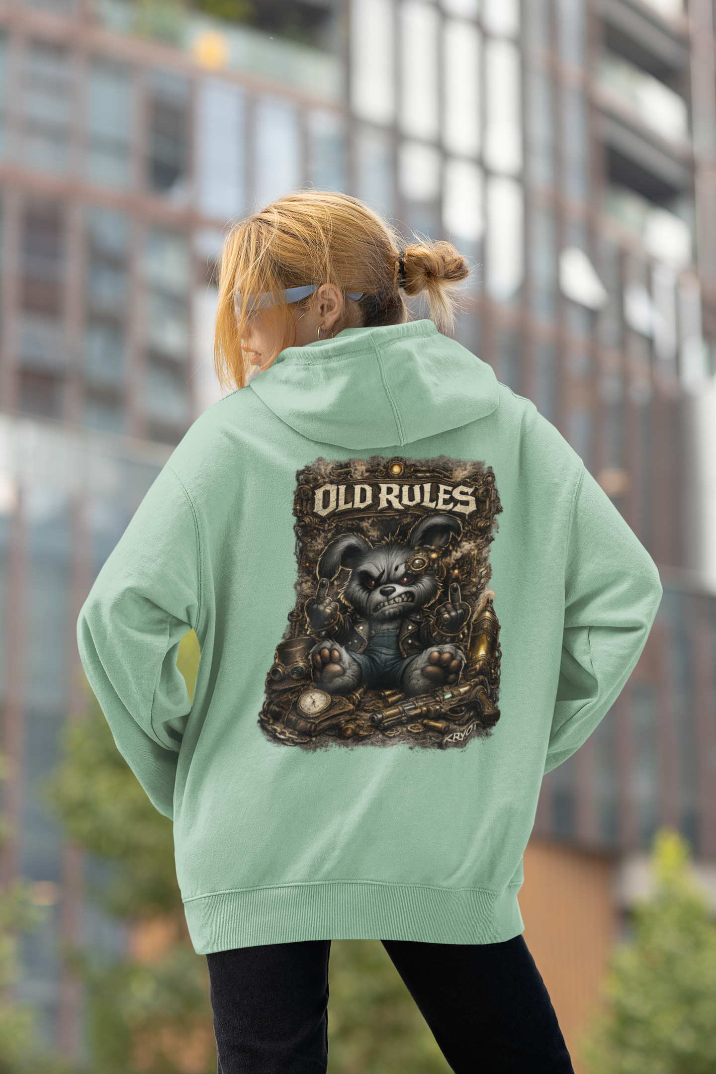WHITE NOISE OLD RULES Steampunk Cryot Streetwear - Slammer Organic Oversized Unisex Hoodie Adult SH