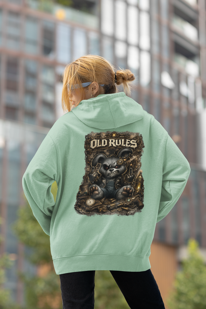 WHITE NOISE OLD RULES Steampunk Cryot Streetwear - Slammer Organic Oversized Unisex Hoodie Adult SH