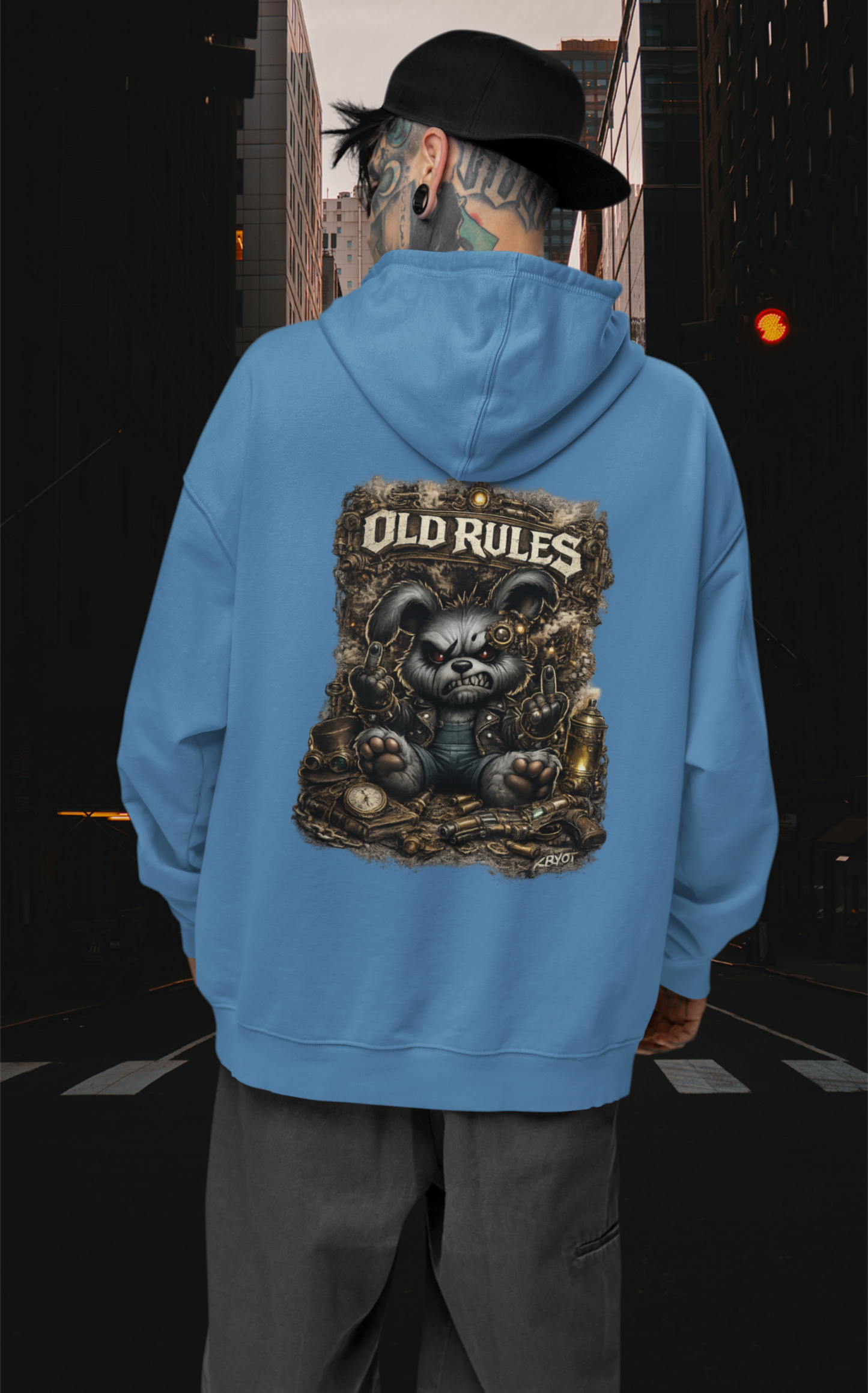 WHITE NOISE OLD RULES Steampunk Cryot Streetwear - Slammer Organic Oversized Unisex Hoodie Adult SH