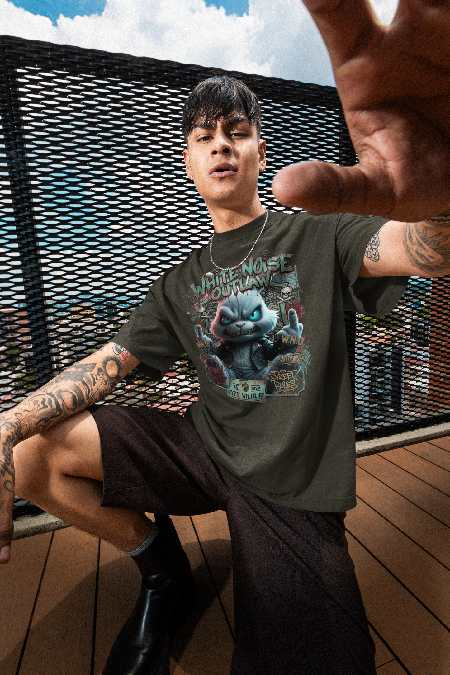 WHITE NOISE OUTLAW Kryot Streetwear - Creator Unisex Organic T-Shirt Adult SH