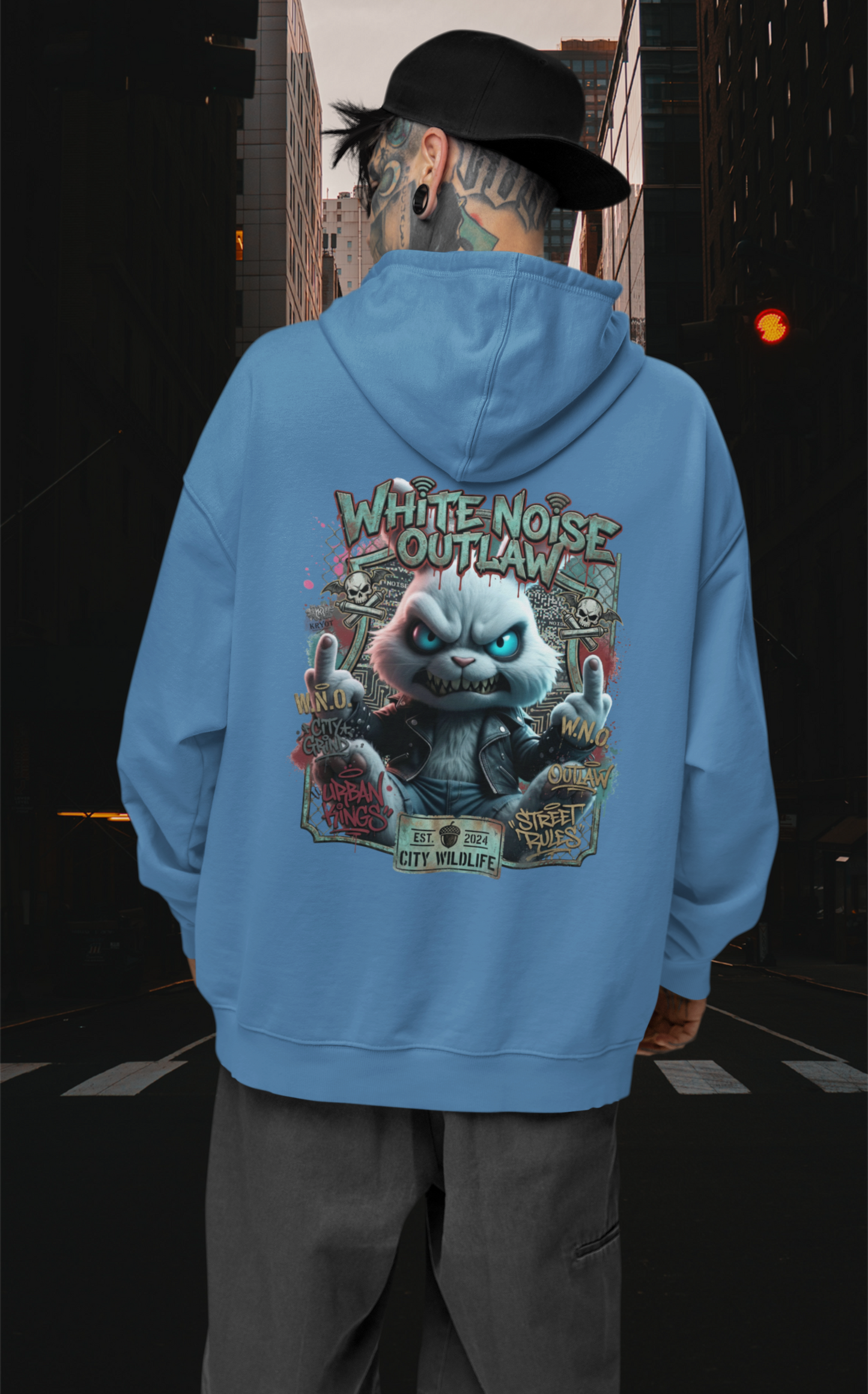 WHITE NOISE OUTLAW Kryot Streetwear - Slammer Organic Oversized Unisex Hoodie Adult SH