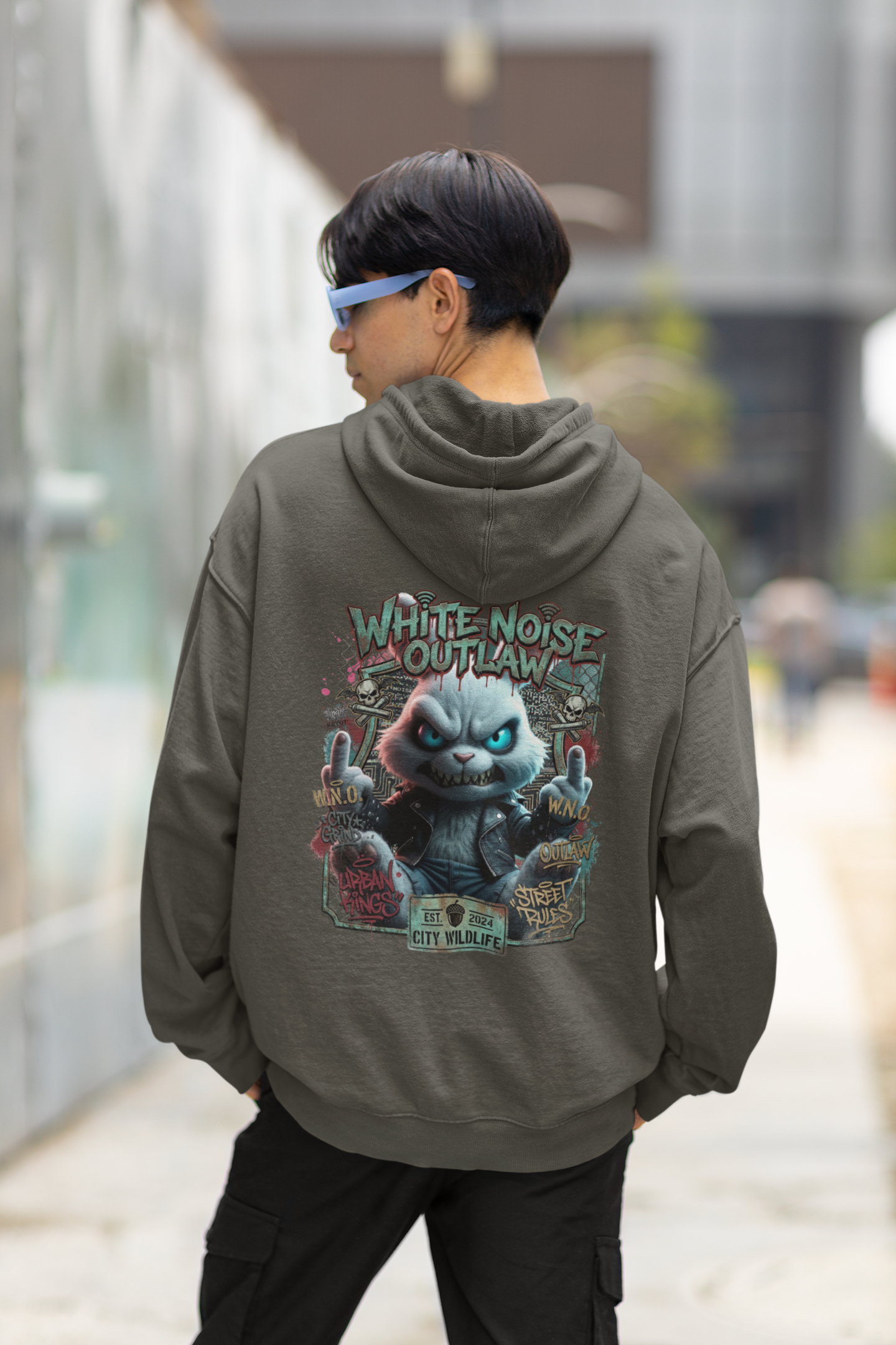 WHITE NOISE OUTLAW Kryot Streetwear - Slammer Organic Oversized Unisex Hoodie Adult SH