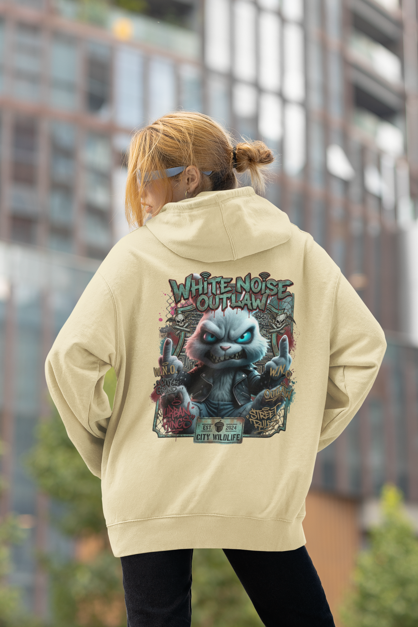 WHITE NOISE OUTLAW Kryot Streetwear - Slammer Organic Oversized Unisex Hoodie Adult SH